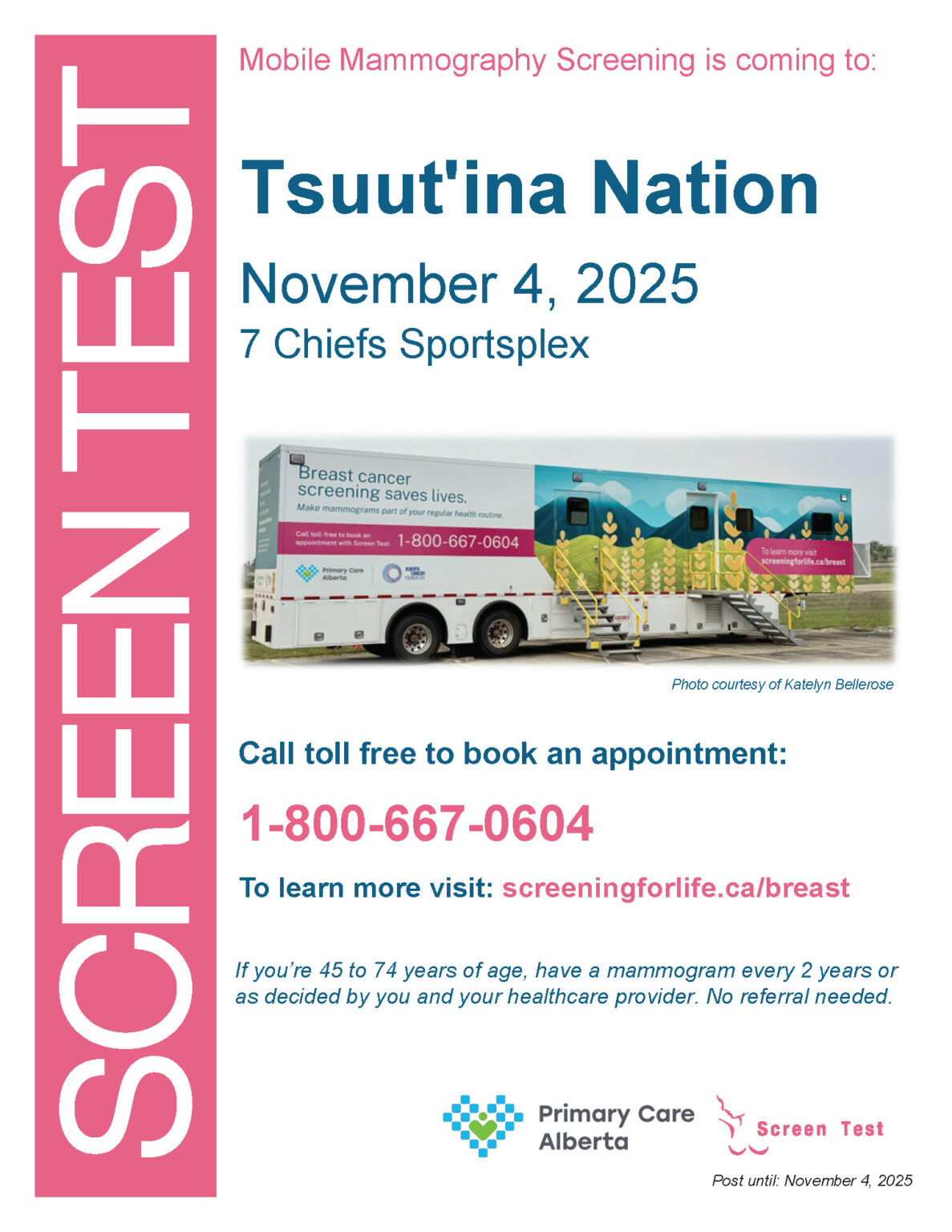 Mobile Mammogram Screening | Tsuut’ina