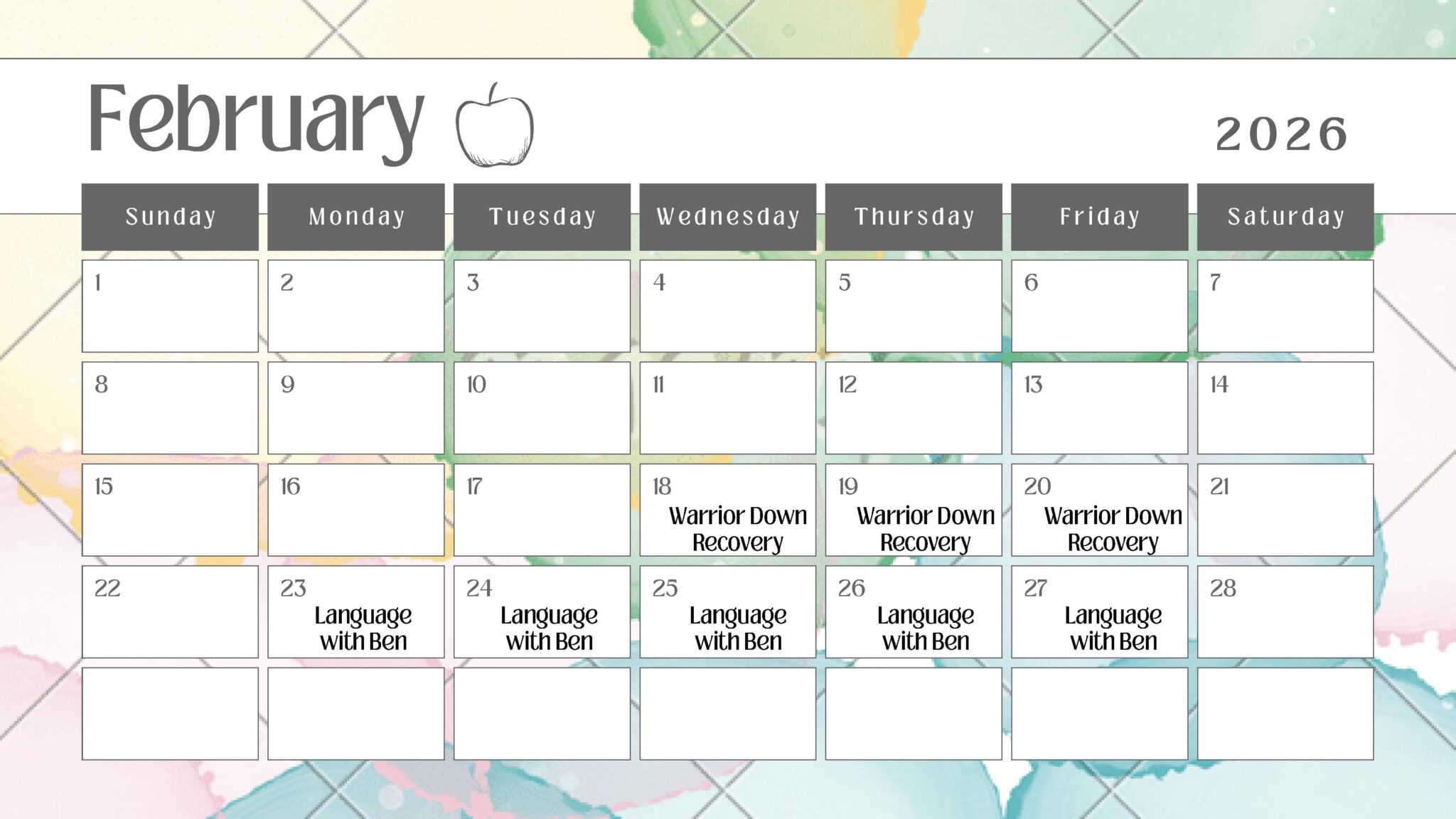 Tsuut’ina Health & Wellness Day Program Schedule Winter 2026 | Tsuut’ina