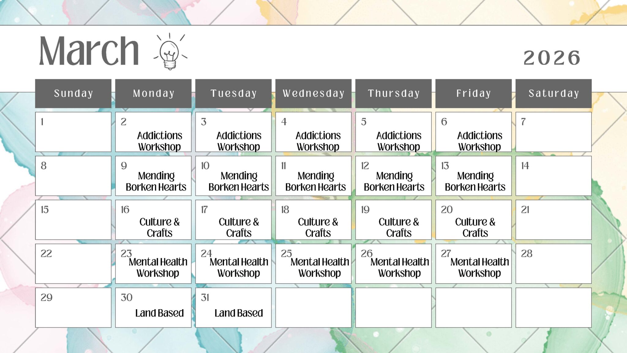 Tsuut’ina Health & Wellness Day Program Schedule Winter 2026 | Tsuut’ina